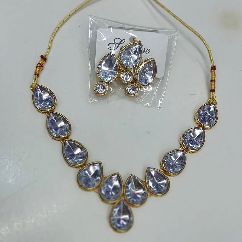 Trendy Necklaces for Teens-Manisha Jewellery Gold Plated Crystal Stone Necklace Set