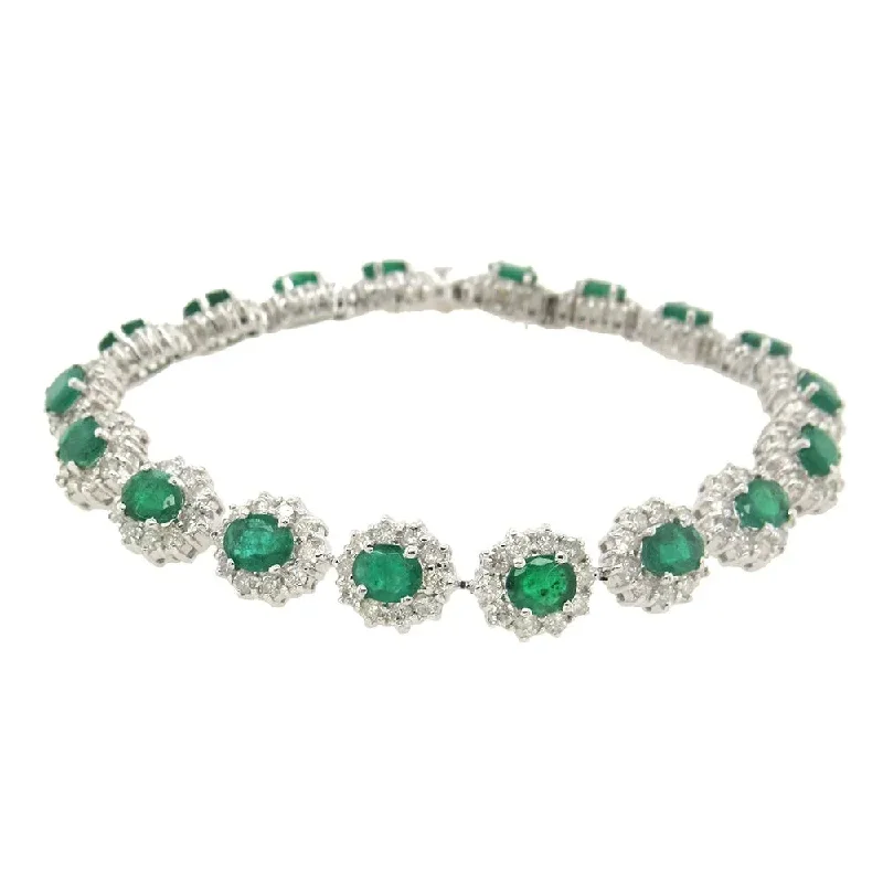 Elegant Infinity Bracelets-Emerald and Diamond Bracelet in 18K White Gold