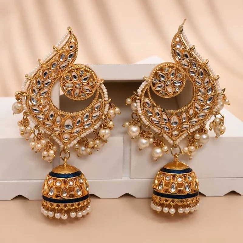 Mixed Metal Earrings-House Of Ree Peacock Dark Blue Jhumki Drop Earrings for Womens | Women | Girls ER156