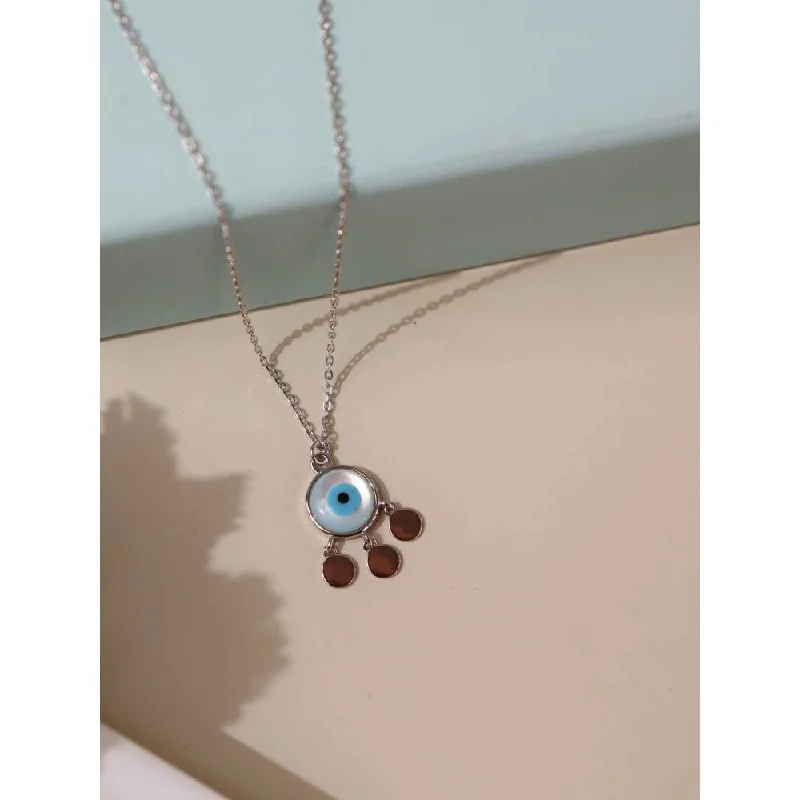 Artistic Necklaces for Women-Curio Cottage Pure Silver Dream Catcher Evil Eye Necklace