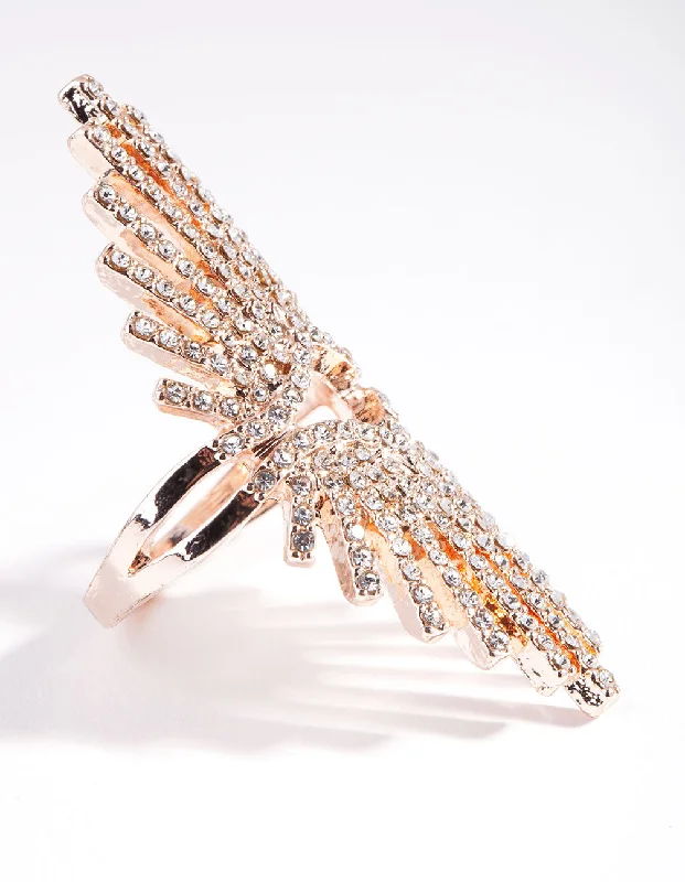 Designer Engagement Rings-Rose Gold Diamante Burst Ring