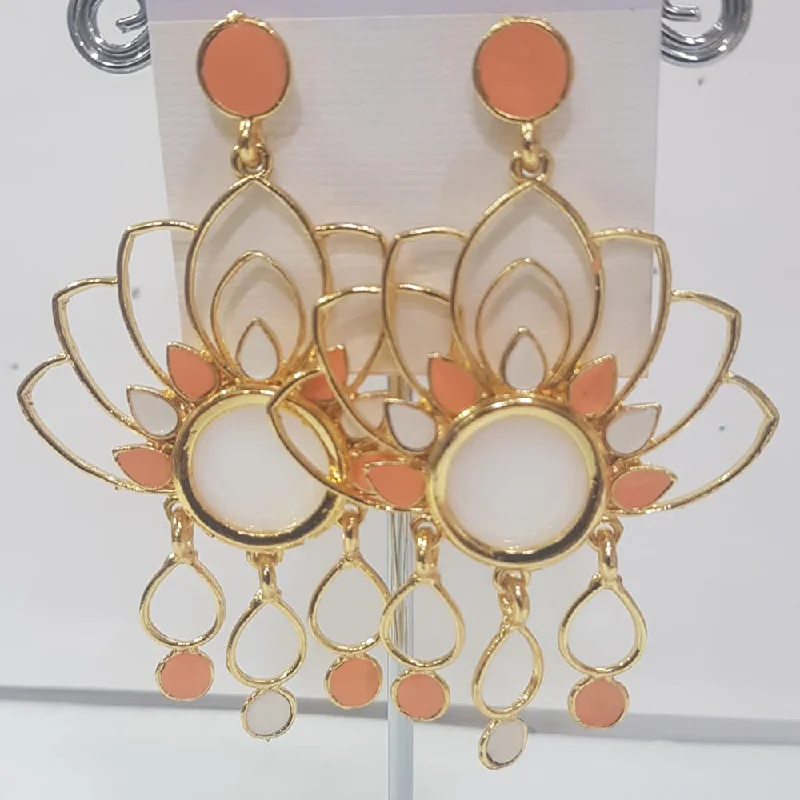 Trendy Rose Gold Earrings-Shreeji Gold Plated Meenakari Dangler Earrings