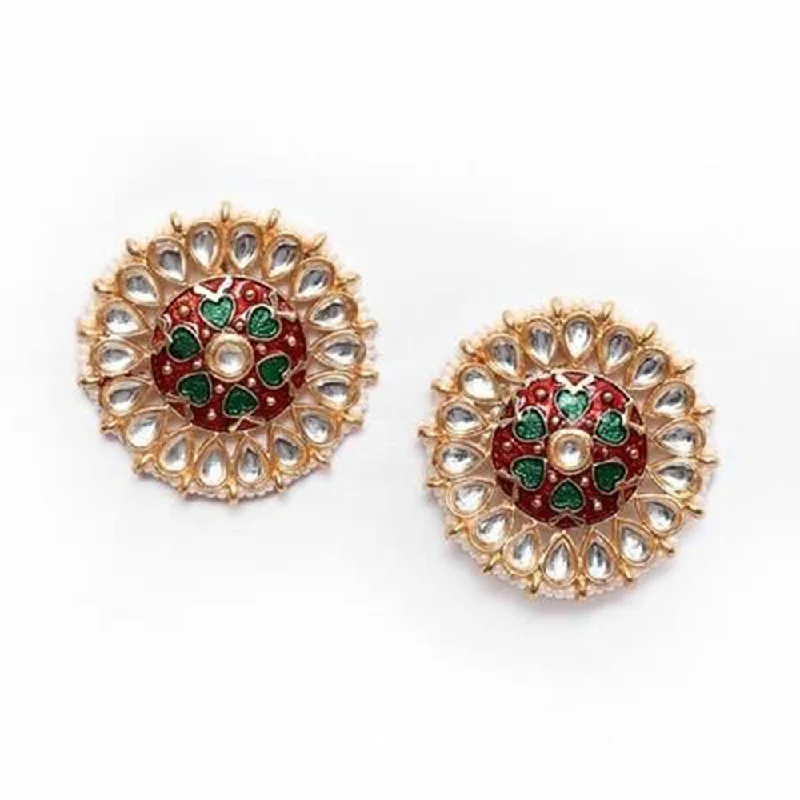 Colorful Resin Earrings-House Of Ree Peacock Maroon and Green Stud Earring Tops for Womens | Women | Girls ER158