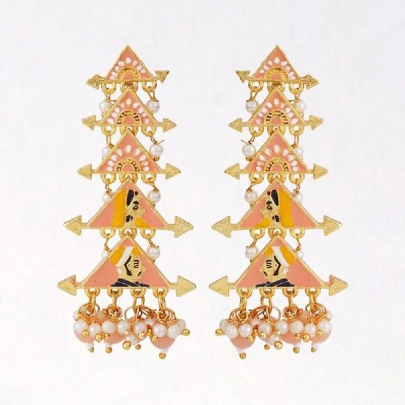 Cute Butterfly Earrings-House Of Ree New Partywear Orange Raja Rani Meenakari Drop Earrings for Womens | Women | Girls ER104