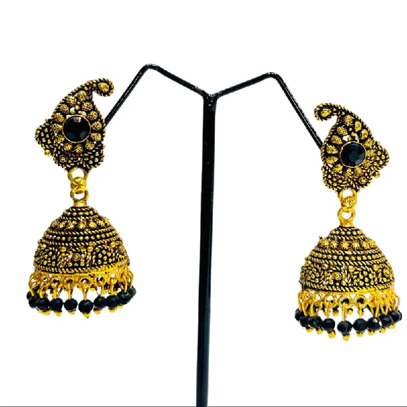 Colorful Stone Earrings-Dariyalal Sales Gold Plated Jhumki Earrings