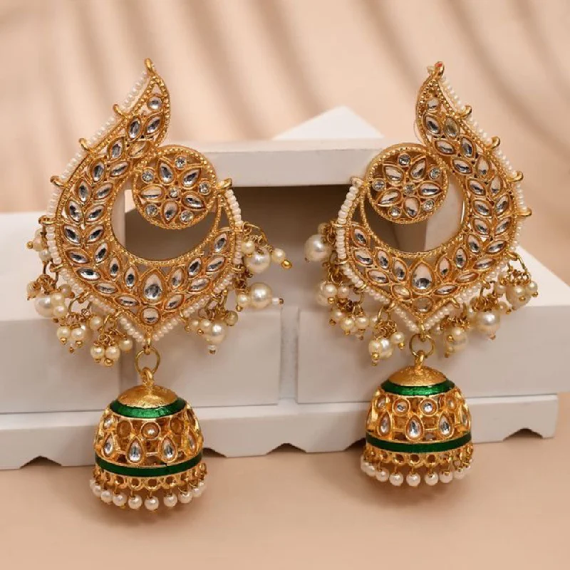 Black Gold Earrings-House Of Ree Peacock Dark Green Jhumki Drop Earrings for Womens | Women | Girls ER155