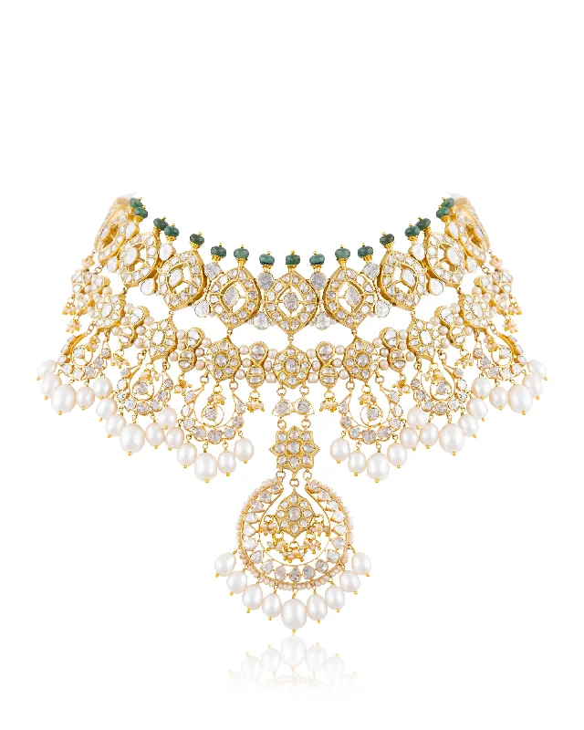 Dainty Pearl Necklaces-Anaita Polki Necklace