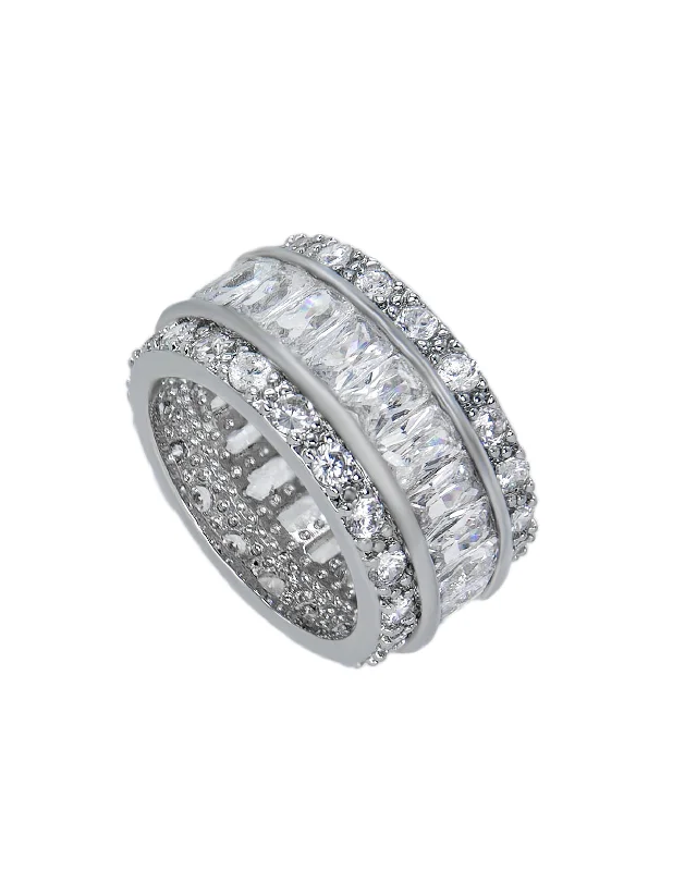 Classy Wedding Rings-Emerald Channel Eternity Band