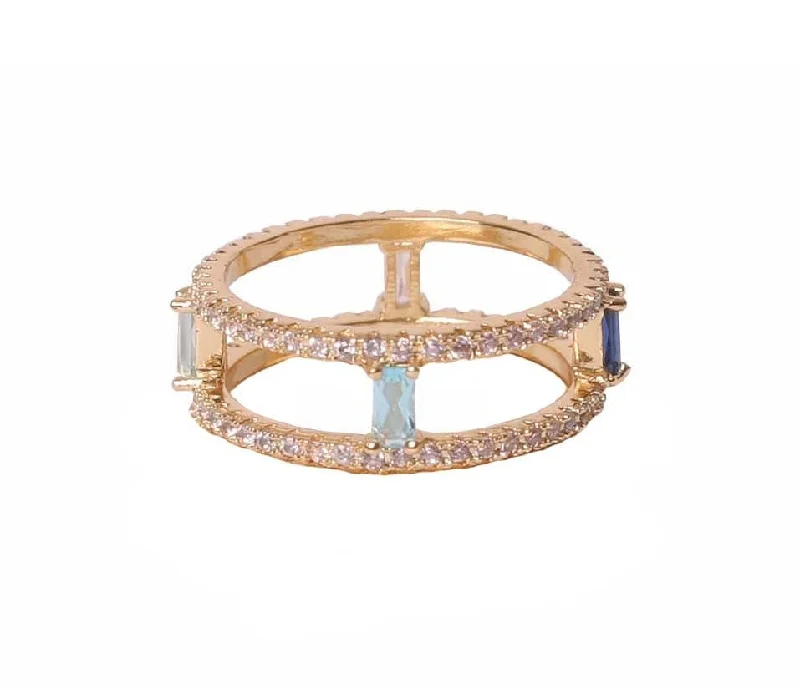 Designer Diamond Rings-Vita Shiny Gold Double Band Ring