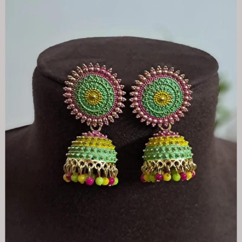 Vintage Beaded Earrings-H K Fashion Gold Plated Pearls Jhumki Earrings