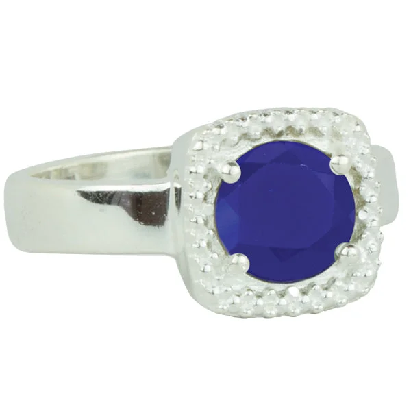 Silver Wedding Rings for Men-Let it Glow Ring in Silver and Blue Chalcedony