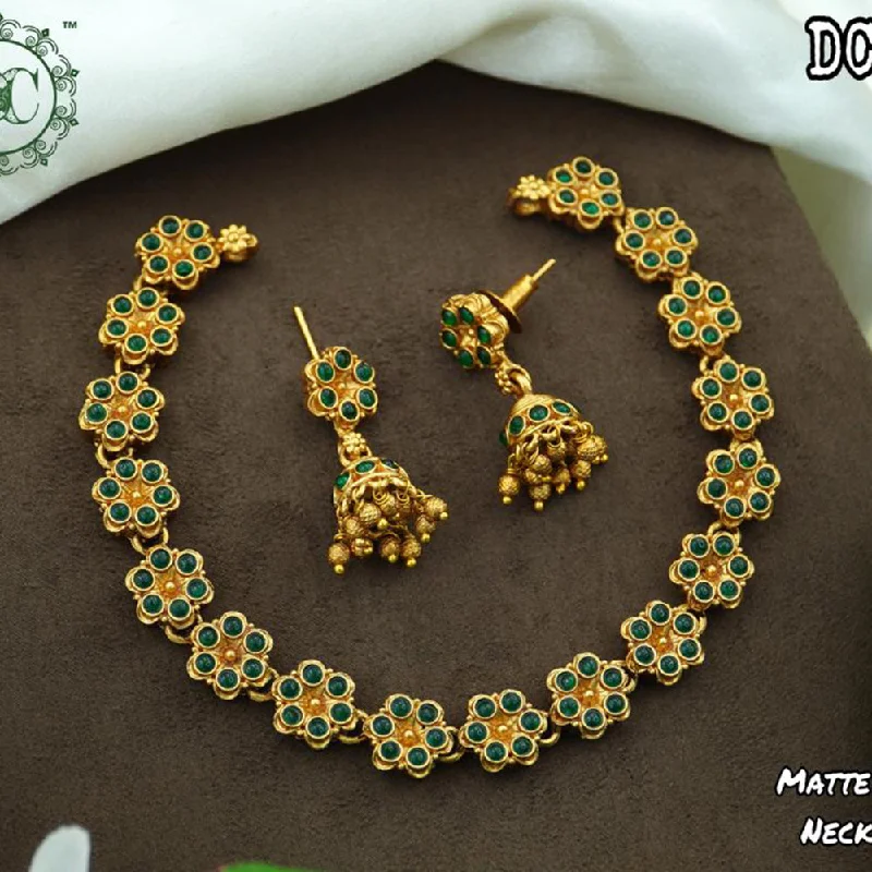 Stylish Gold Chokers-Diksha Collection Gold Plated Pota Necklace Set