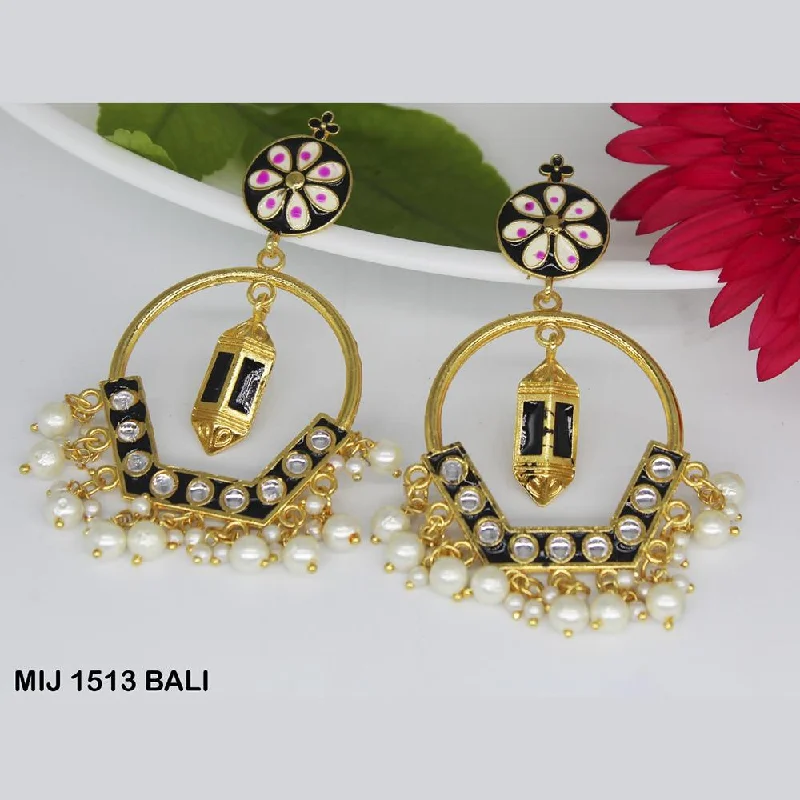 Classy Diamond Earrings-Mahavir Gold Plated Designer Dangler Earrings - MIJ 1513 BALI