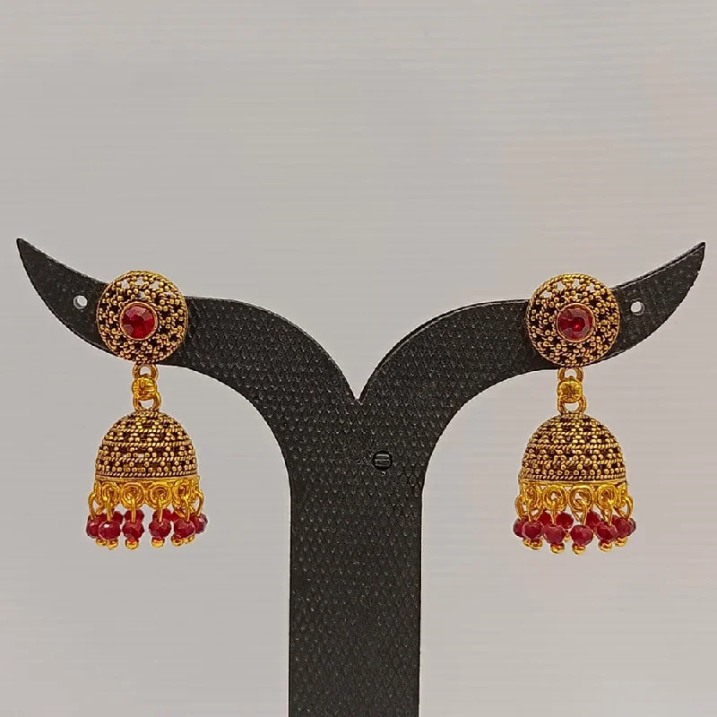 Gold-Plated Earrings for Women-Dariyalal Sales Gold Plated Pota Stone And Pearl Jhumki Earrings