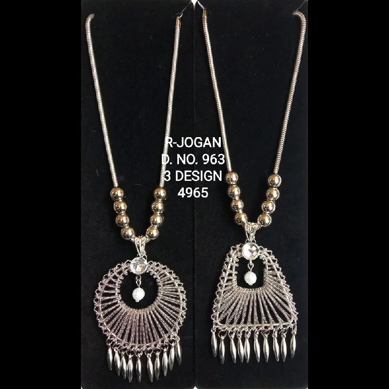 Personalized Couple Necklaces-R Jogan Oxidised Plated Assorted Design Long Necklace