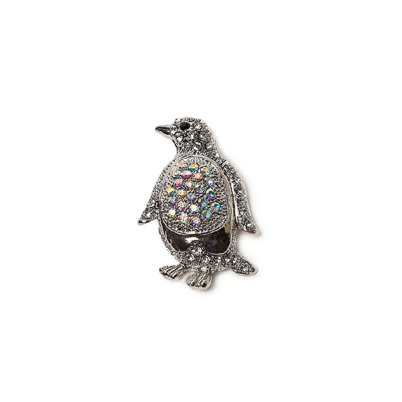 Classic Pearl Brooch-Sparkly Penguin Diamante Brooch