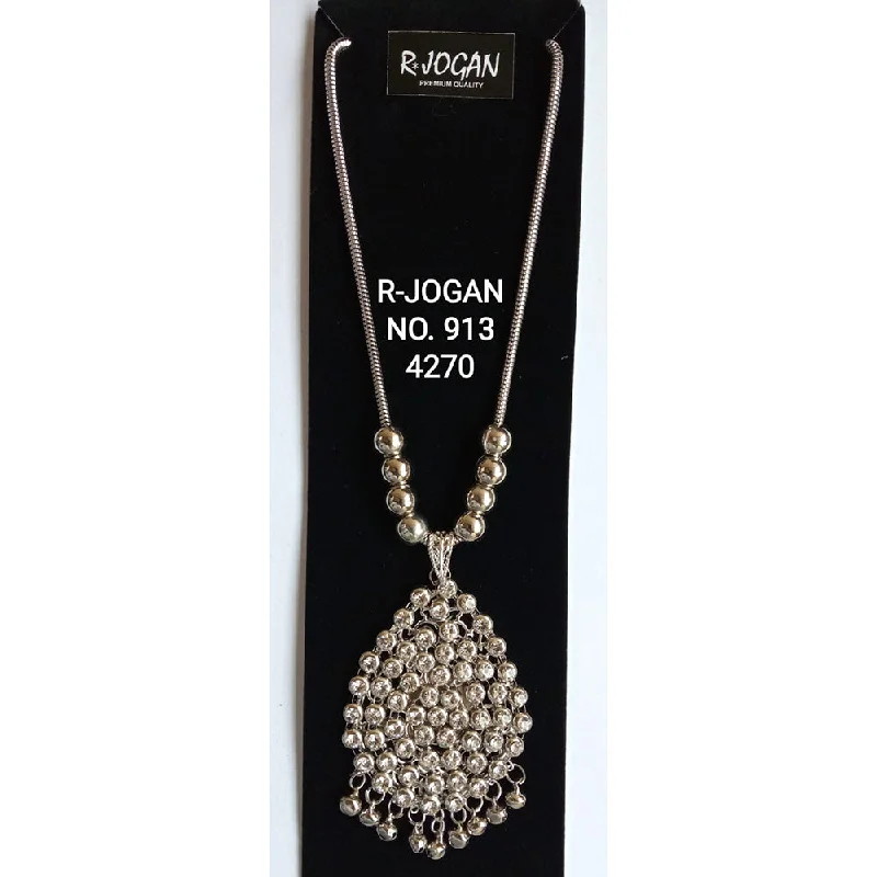 Rose Quartz Crystal Necklaces-R Jogan Oxidised Plated Assorted Design Long Necklace