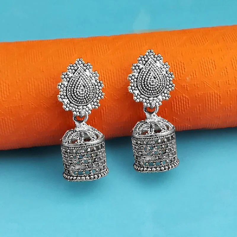 Glittery Earrings for Parties-Kriaa Oxidised Plated Jhumki Earrings