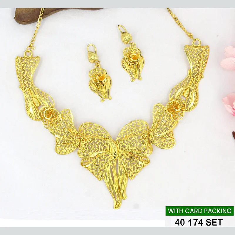 Vintage Necklace Sets-Mahavir Gold Plated Necklace Set