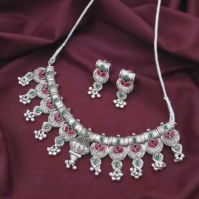 Elegant Wedding Necklaces-Akruti Collection Oxidised Plated  Necklace