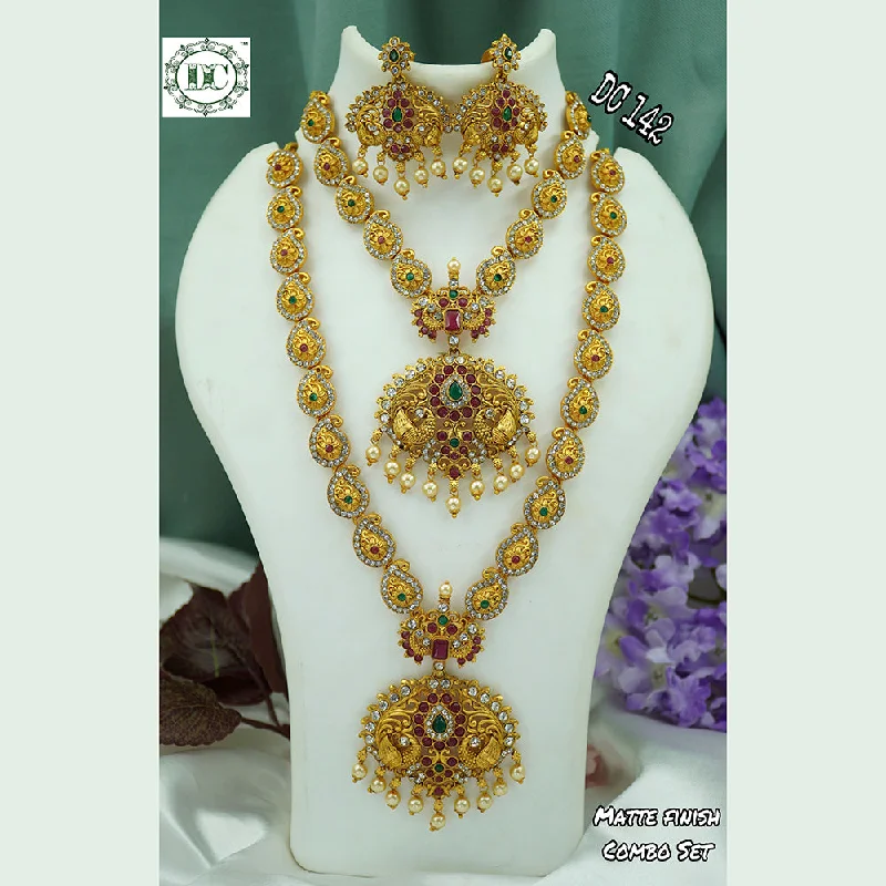 Retro Style Necklaces-Diksha Collection Gold Plated Long & Short Necklace Set