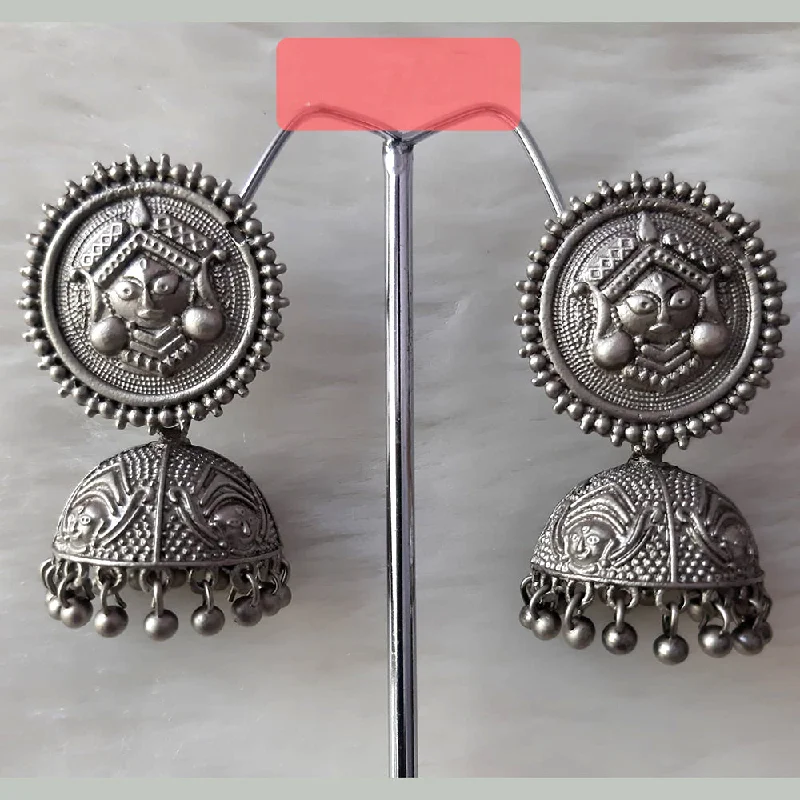 Simple Silver Earrings-Deep Enterprises Oxidised Plated Jhumki Earrings