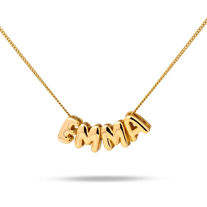 Elegant Layered Necklaces-Bubble initials necklace gold