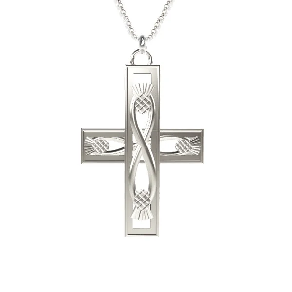 Unique Infinity Necklaces-Celtic Infinity Thistle Cross Necklace