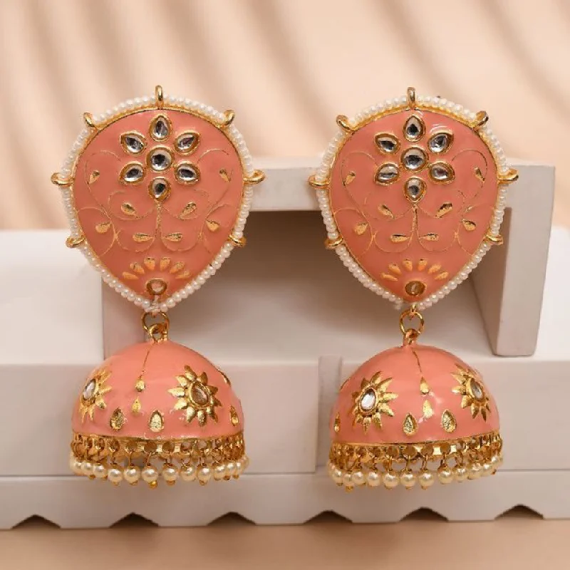 Fashionable Gold Earrings-House Of Ree Orange Jhumka Earrings for Womens for Ethnic Party | Women | Girls ER147