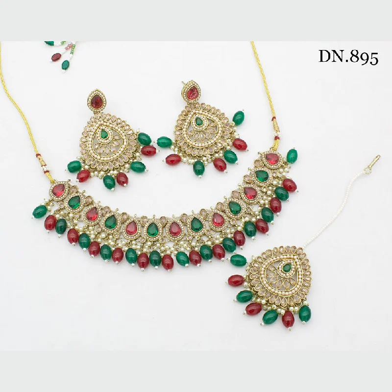 Vintage Style Necklaces-India Art Gold Plated Necklace Set