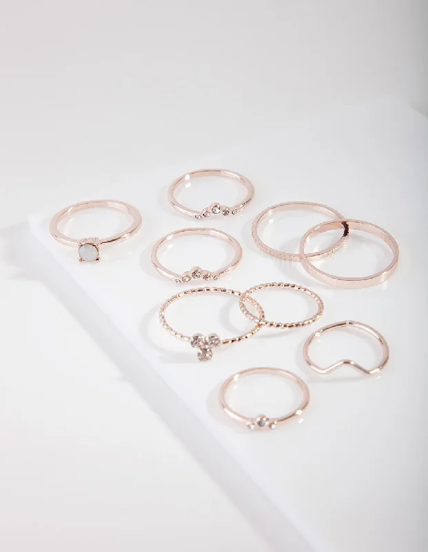 Luxury Engagement Rings for Women-Rose Gold Fine Moonstone Inspired Ring Pack