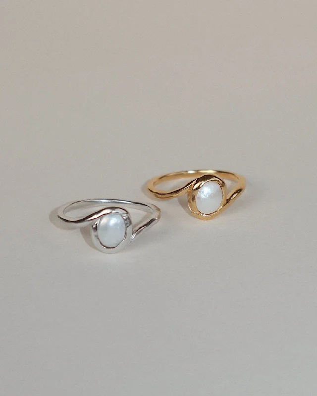 Elegant Ruby Rings-'Ellie' Pearl Wave Ring