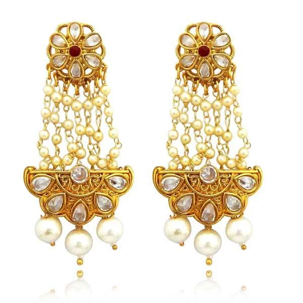 Bright Silver Earrings-Darshana Jewels AD Stone Copper Dangler Earrings - FAP0165