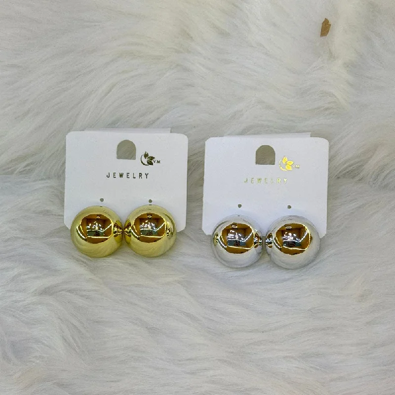 Glittery Earrings for Parties-VM Imitation Gold Plated And Silver Plated Stud Earrings