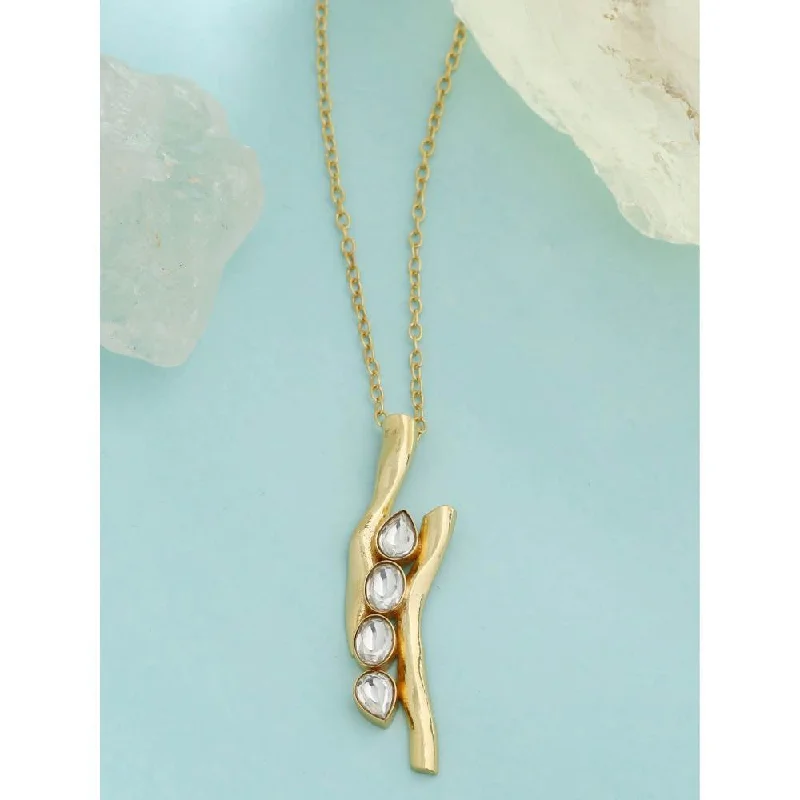 Elegant Gold Necklaces-Zurooh 18K Gold Plated Stem Design Polki Necklace