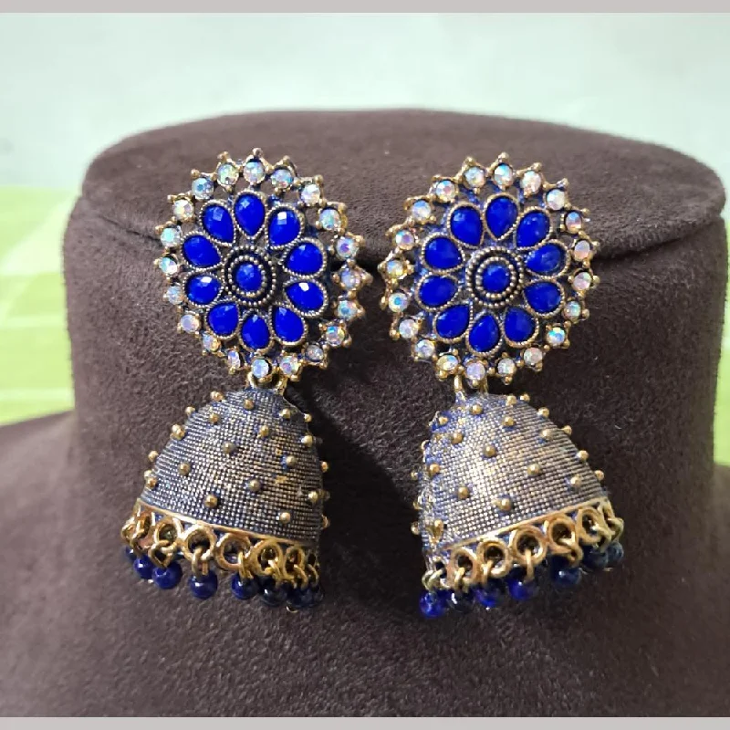 Mixed Color Earrings-H K Fashion Gold Plated Austrian Stone And Beads Jhumki Earrings