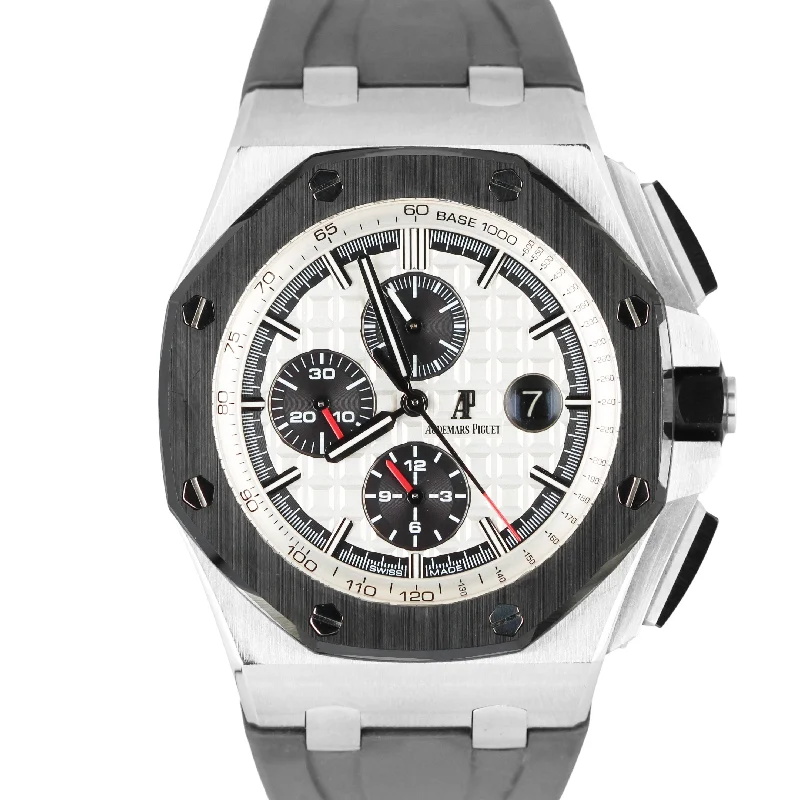 Sports Watches with GPS-Audemars Piguet Royal Oak Offshore Silver Tapisserie Dial 44mm 26400S0 Watch