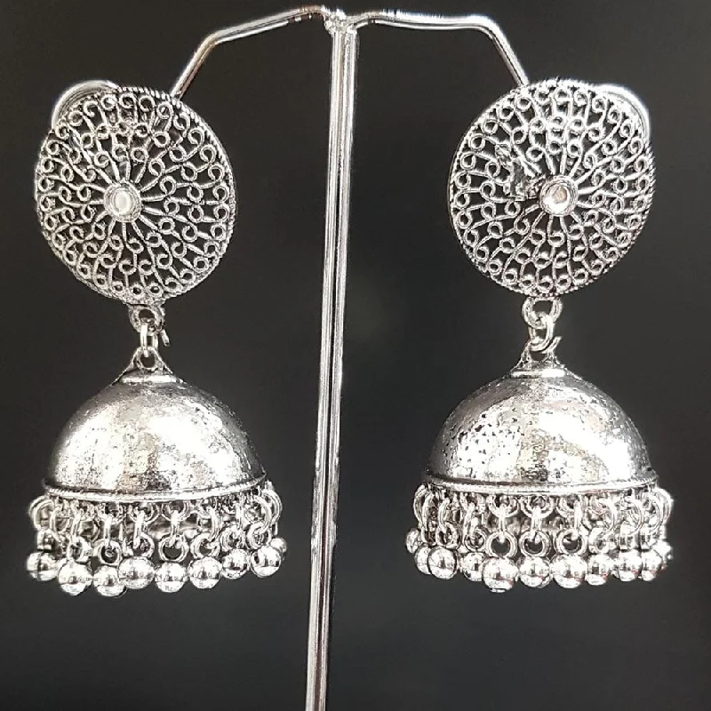 Cute Heart Earrings-Shreeji Oxidised Plated Jhumki Earrings