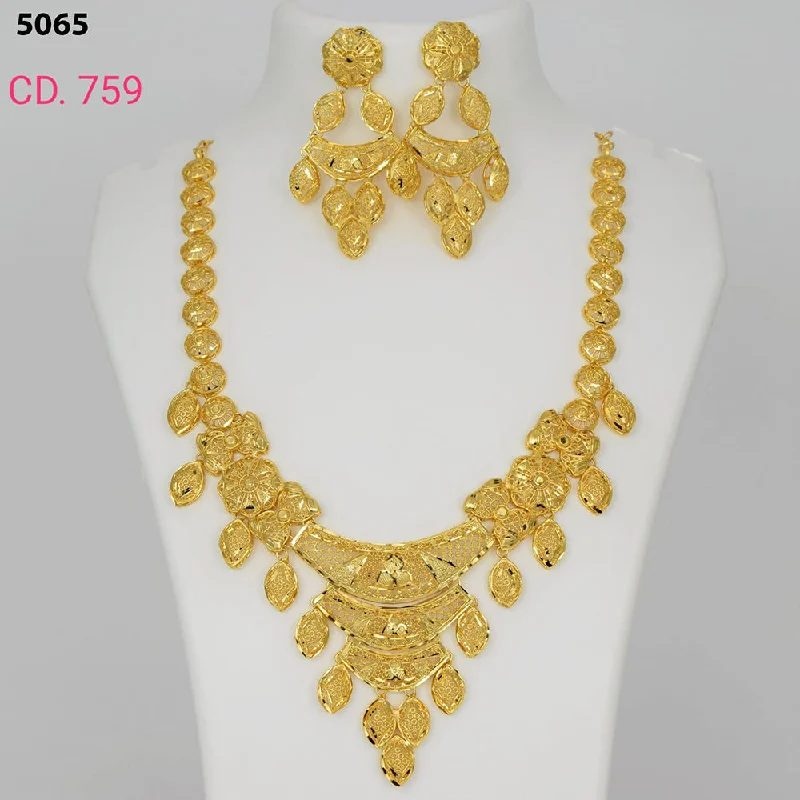 Gold Diamond Necklaces-MR Jewellery Forming Gold Plated Necklace Set