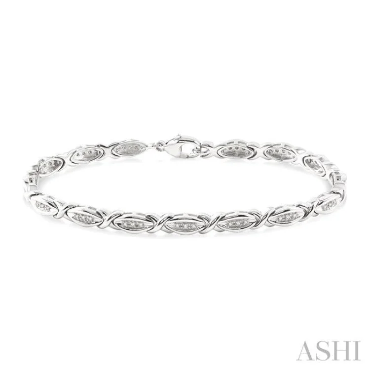 Personalized Bracelet with Birthstone-1/6 Ctw 'X' Shape Single Cut Diamond Bracelet in Sterling Silver