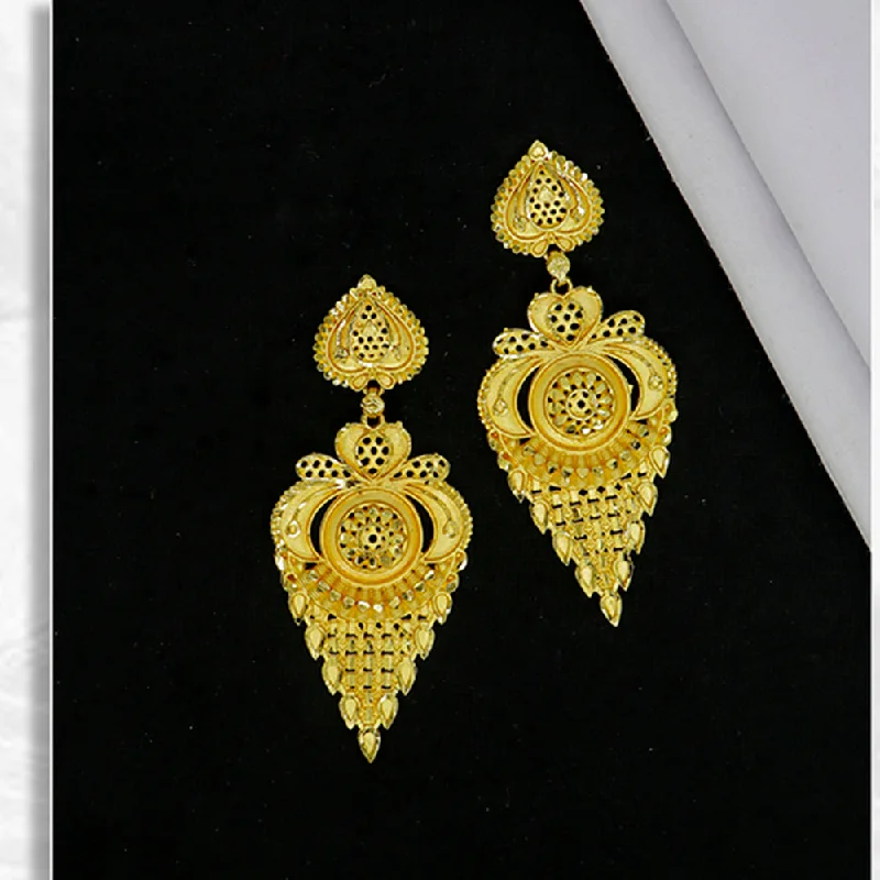 Classic Hoop Earrings-Mahavir Gold Plated Dangler Earrings