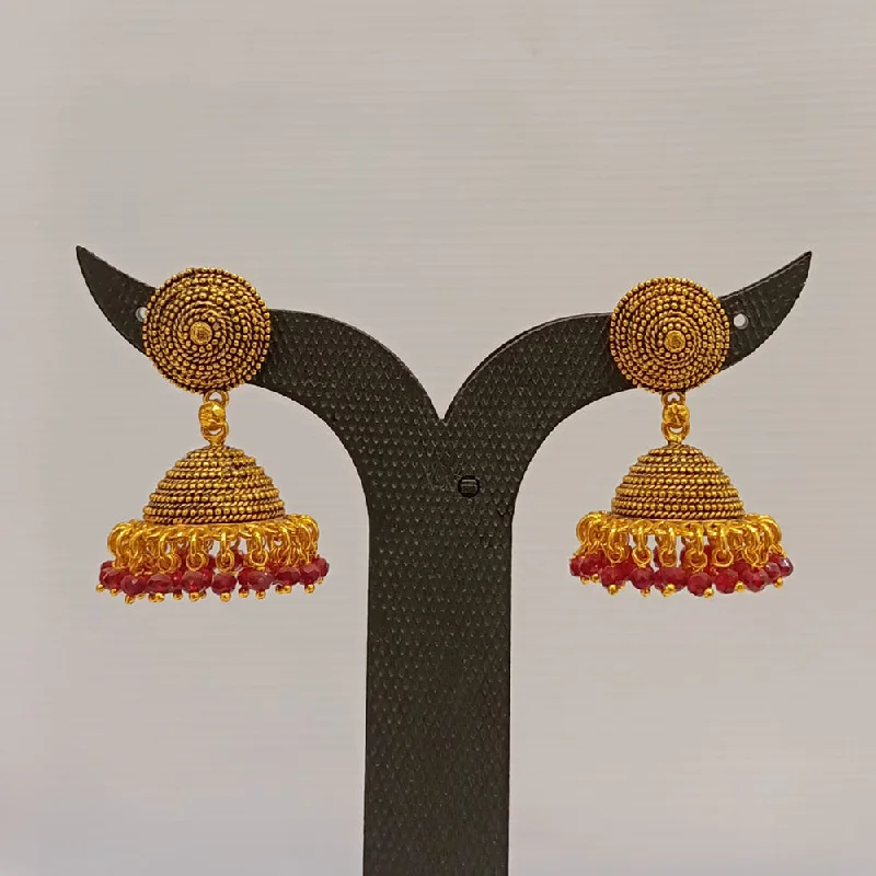 Elegant Drop Earrings for Weddings-Dariyalal Sales Gold Plated Pota Stone And Pearl Jhumki Earrings