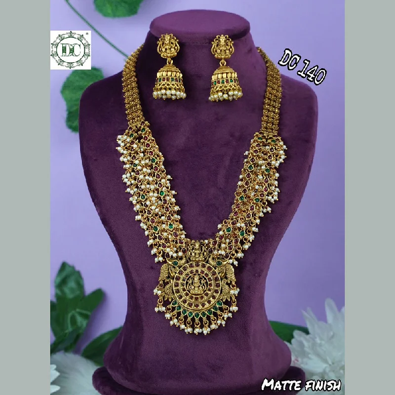 Rose Gold Chain Necklaces-Diksha Collection Gold Plated Pota Stone Long Necklace Set