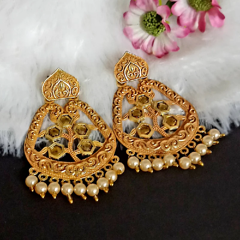 Bridal Earrings for Bridesmaids-Woma Yellow Matte Meenakari Dangler Beads Drop Earrings