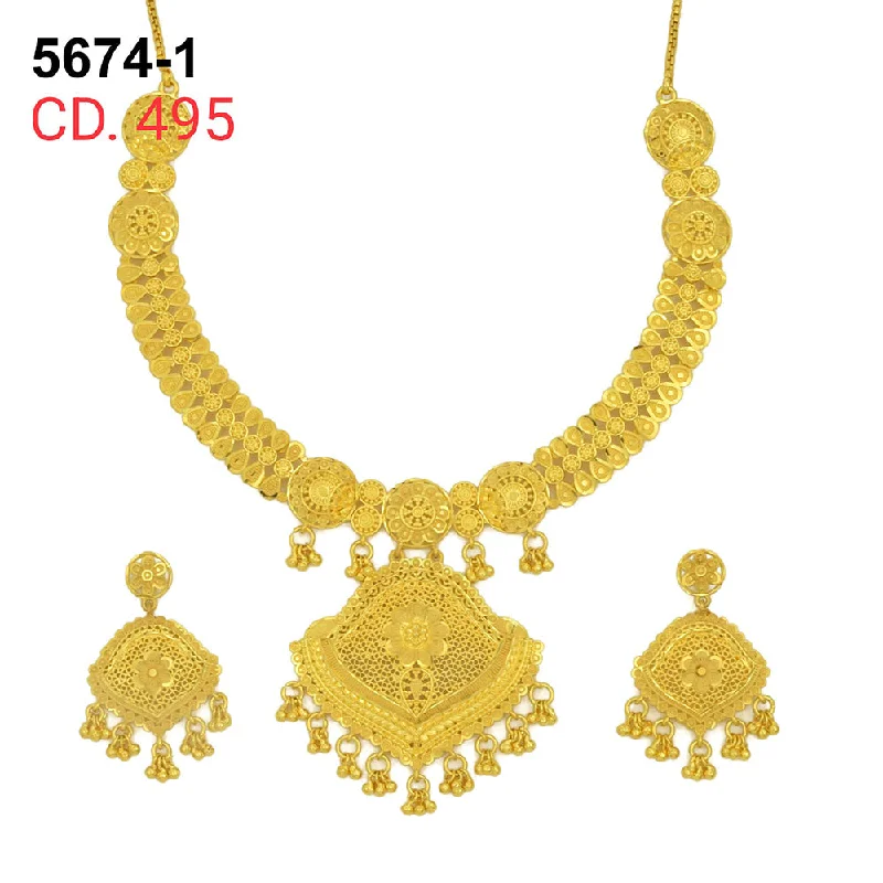 Antique Gold Necklaces-MR Jewellery Forming Gold Plated Necklace Set