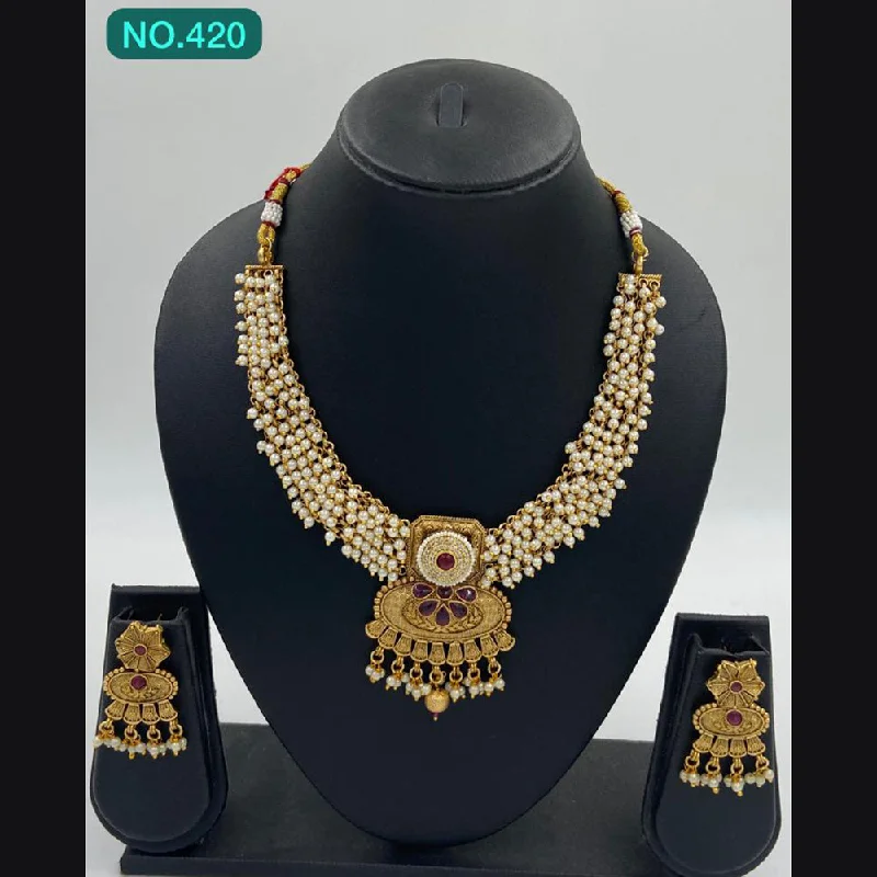 Designer Bead Necklaces-The Jangid Arts Gold Plated Necklace Set