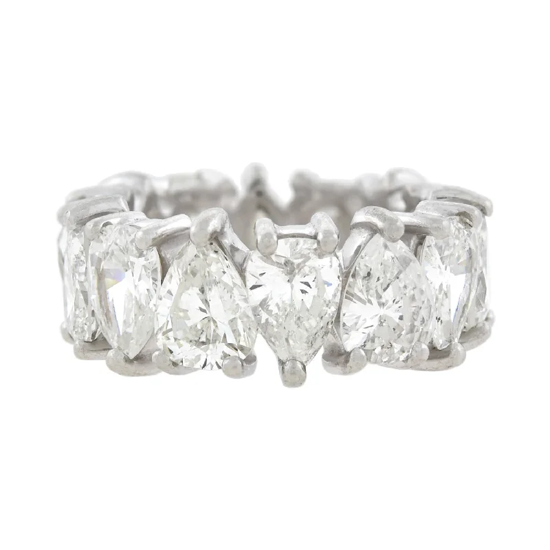 Adjustable Gemstone Rings-Vintage Platinum Pear Brilliant Cut Diamond Eternity Band 7.56ctw