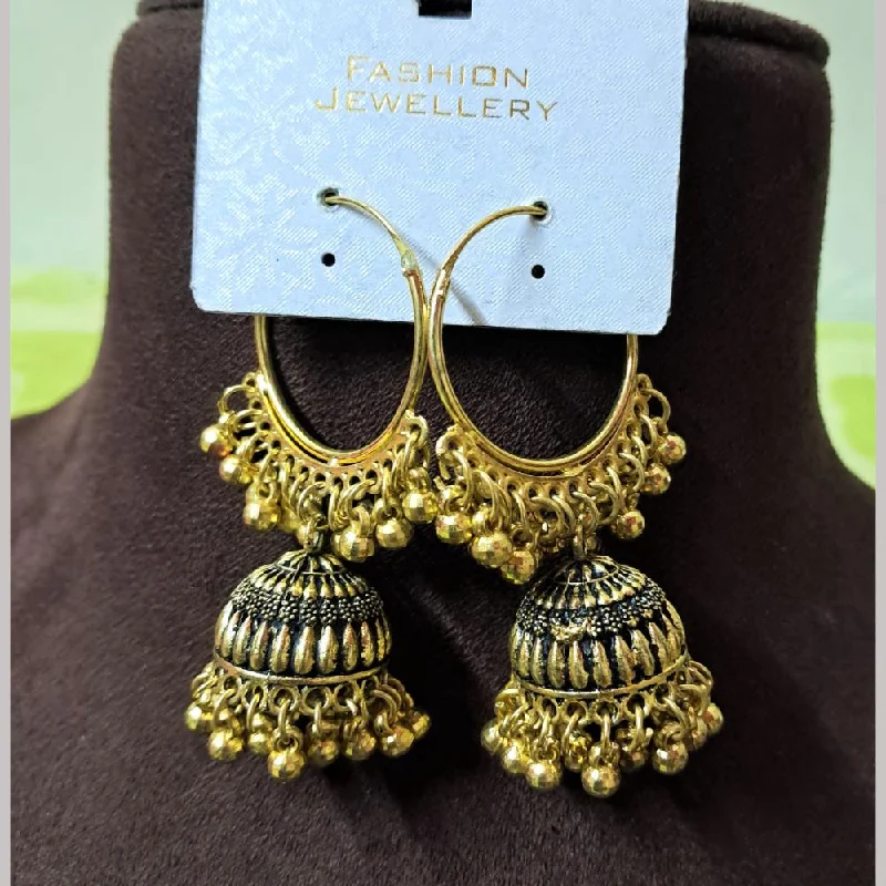 Handcrafted Silver Earrings-H K Fashion Gold Plated Beads Jhumki Earrings