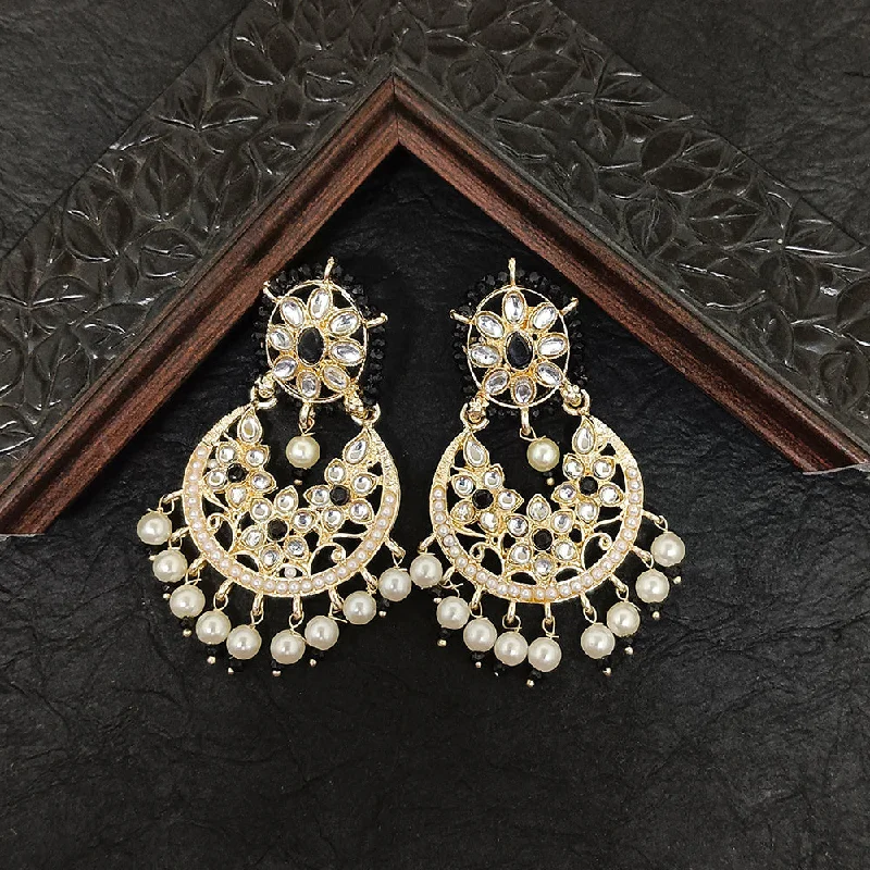 Elegant Bead Earrings-Darshana Jewels Gold Plated Kundan Stone Dangler Earrings