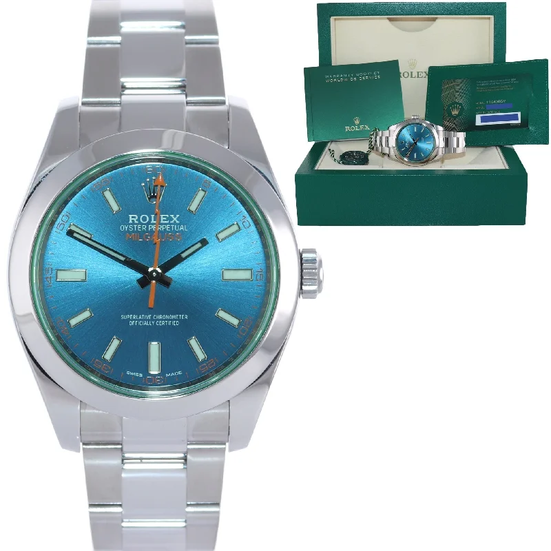 Designer Watches for Women-2021 NEW PAPERS Rolex Milgauss Blue Anniversary Green 116400GV Steel Watch Box